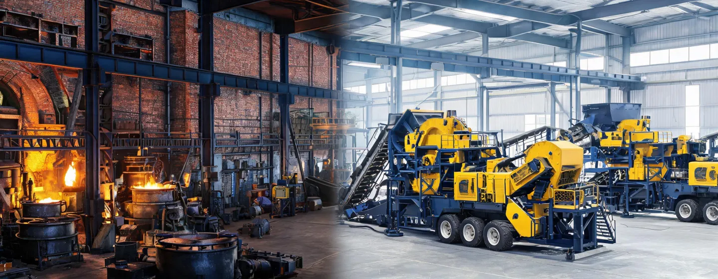Kleemann crushing plant assembly hall and historic foundry overlay