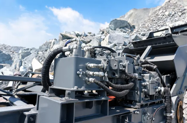 Hydraulic drive pack on mobile jaw crusher